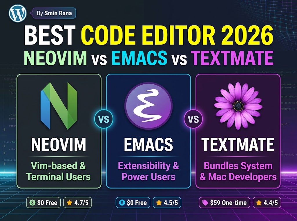 Best Code Editor 2026 Neovim Vs Emacs Vs Textmate